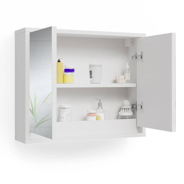 Badkamerspiegelkast Mila 37571 wit - plaatmateriaal op houtbasis - 55 x 45 x 14 cm