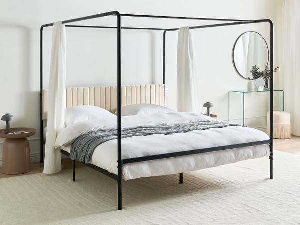 Lit à baldaquin MIRABEAU Beige - Noir - Métal - 186 x 170 x 207 cm
