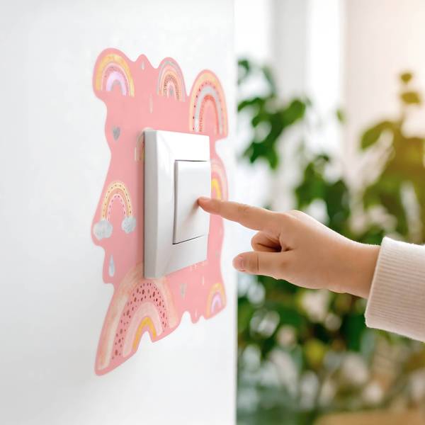 Lichtschalter-Sticker Regenbögen Pink - Rot - Gelb - PVC - 20 x 20 x 20 cm
