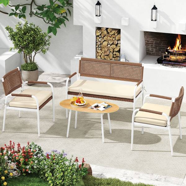 Gartenmöbel-Set ZB34978NQ 4-tlg. Braun - Rattan - 630 x 82 x 112 cm