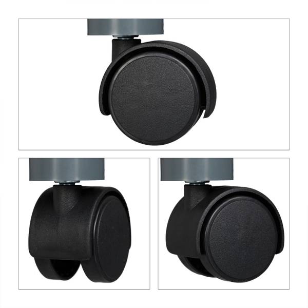 TV Tisch mit Rollen und 2 Fächern Grau - Weiß