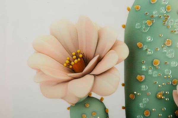 Leinwandbild Vasetto Cactus D Holz teilmassiv - 40 x 40 x 3 cm