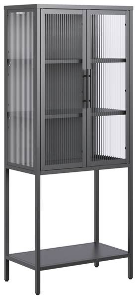 Vitrine CUBE Schwarz - Glas - Metall - 60 x 146 x 34 cm