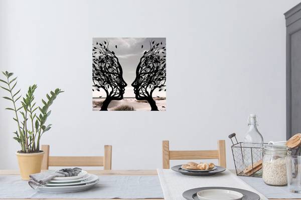 WANDTATTOO Strand Baum Grau - Polypropylen - 50 x 50 x 1 cm