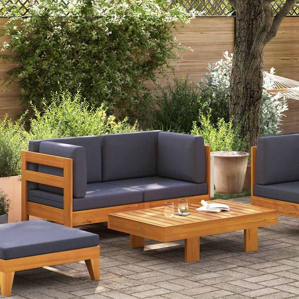 Garten-Sofa-Set 3007925-6 (2-teilig) Dunkelgrau - 100 x 25 x 60 cm