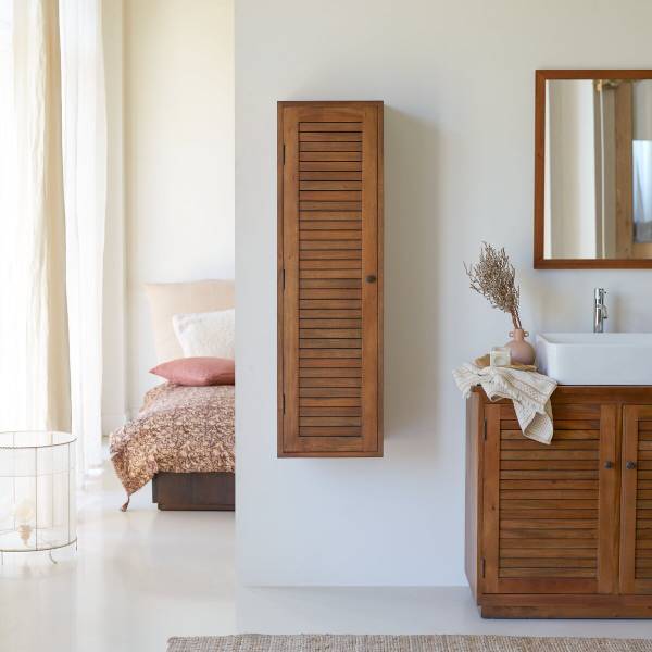 Hochschrank Loggia Beige - Akazie - 35 x 120 x 30 cm