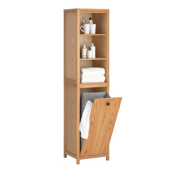 Hochschrank mit Wäschesack BZR95-N Braun - Holzwerkstoff - 40 x 172 x 35 cm