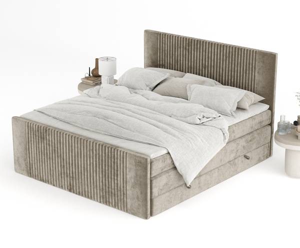 Boxspringbed Bergamo beige - Ligoppervlak breedte: 140 cm