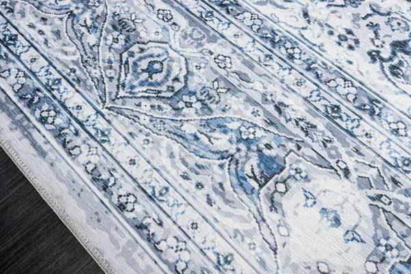 Teppich OLD MARRAKESCH Beige - Blau - Grau - Baumwollstoff - Flachgewebe - Polyester - Wolle - 230 x 160 cm