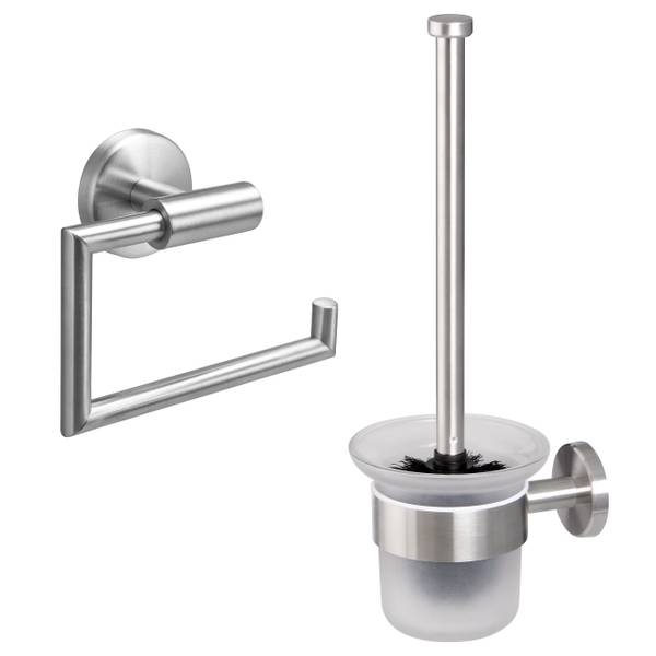 Badezimmer-Zubehör-Set Piazza (2er Set) Silber - Metall - 15 x 35 x 12 cm