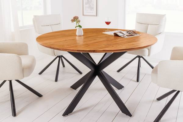 Esstisch GALAXIE Braun - Akazie - Mango - 130 x 77 x 130 cm