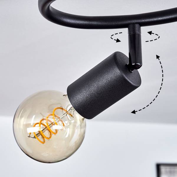 Deckenleuchte Agnino Schwarz - Braun - Holzwerkstoff - Metall - 26 x 26 x 12 cm