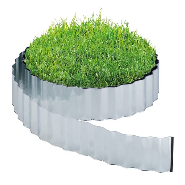 Rasenkante 12m aus Metall Schwarz - Silber - Eisen - 1200 x 16 x 1 cm