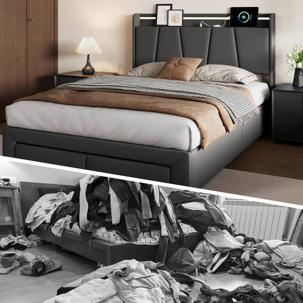 Polsterbett LYX02 Grau - Metall - Massivholz - 164 x 107 x 210 cm