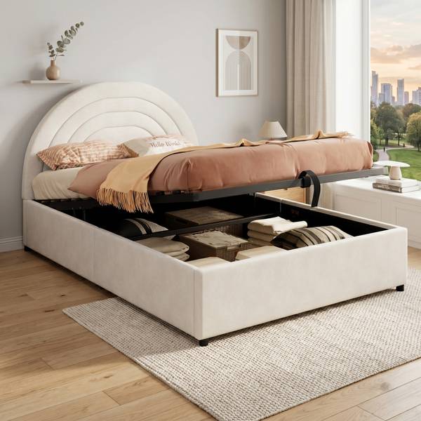Kinderbett ArcZoom Ⅰ Beige - Samt - 145 x 97 x 212 cm