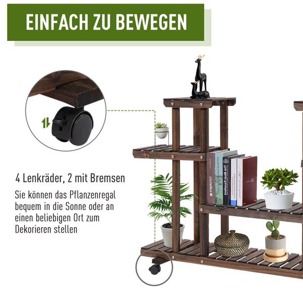 Blumenständer BB5502 Braun - Massivholz - 33 x 80 x 124 cm