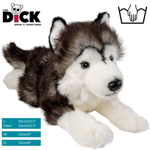 Kuscheltier Husky Schwarz - Kunstfell - 13 x 15 x 32 cm