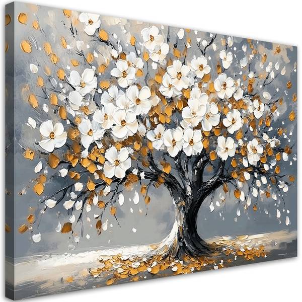 Wandbild baum des lebens blumen blätter 60 x 40 cm