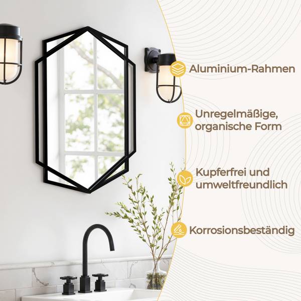 Wandspiegel HTA0121 Schwarz - Glas - 3 x 71 x 49 cm