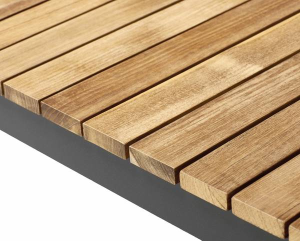 Gartentisch Mood Grau - Metall - Massivholz - 100 x 72 x 168 cm