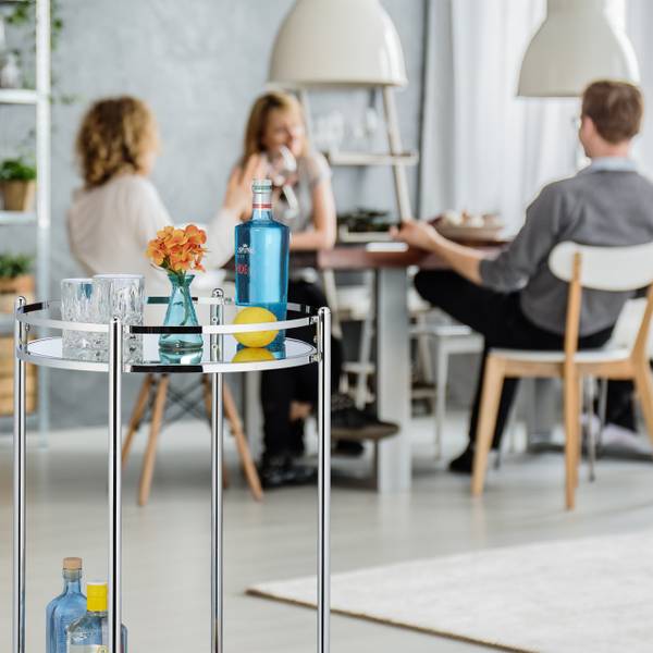 Servierwagen rund Silber Silber - Stahl - 50 x 75 x 50 cm