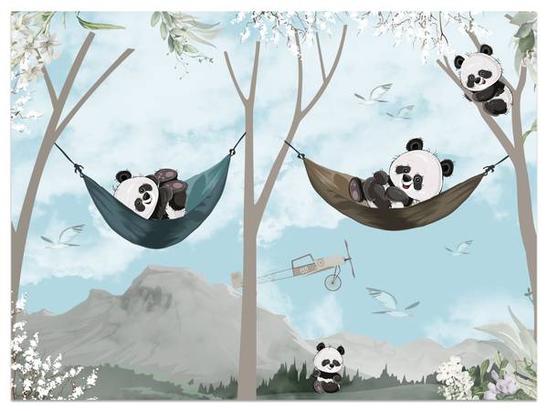 Fototapete Pandas Märchenwald Kinder 450 x 315 x 315 cm