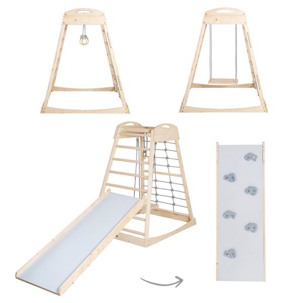 Rutschbrett Montessori Beige - Massivholz - 42 x 10 x 125 cm