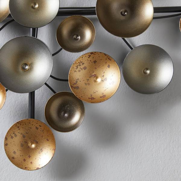 Metallbild PORTIA Schwarz - Gold - Silber - Metall - 96 x 42 x 7 cm