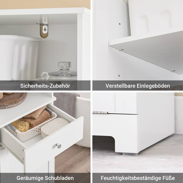 Armoire haute de salle de bain BZR216-W Blanc - Bois manufacturé - 40 x 180 x 38 cm