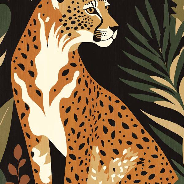 Papier peint, panthère Orange - Papier - 156 x 270 x 1 cm