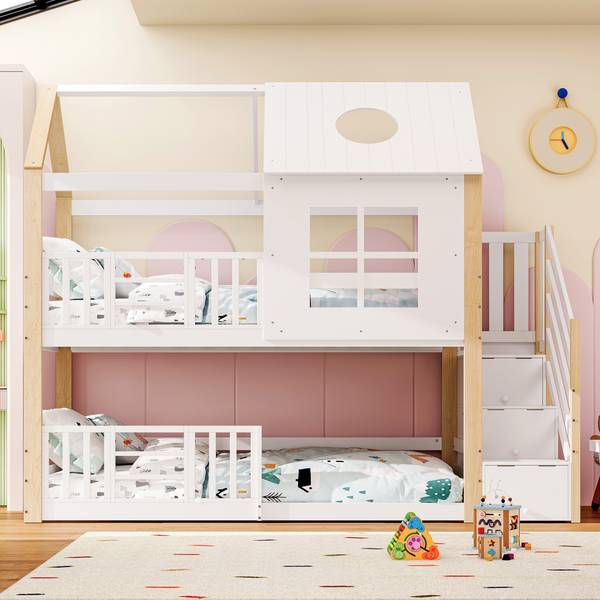Etagenbett K-1254 Weiß - Holzwerkstoff - 96 x 206 x 254 cm
