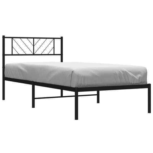 Bettgestell mit Kopfteil X637 Schwarz - Metall - 112 x 90 x 207 cm
