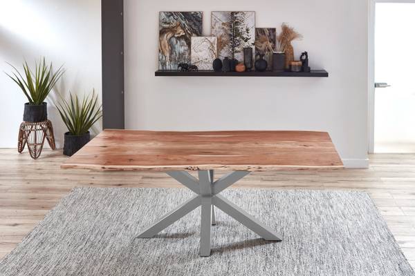 Esstisch QUINCY Beige - Breite: 200 cm - Silber