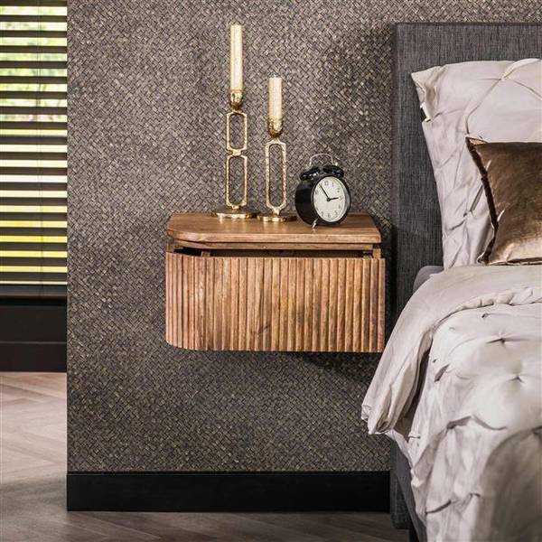 Nachttisch Wave L+R 2er-Set Braun - Massivholz - 40 x 20 x 35 cm