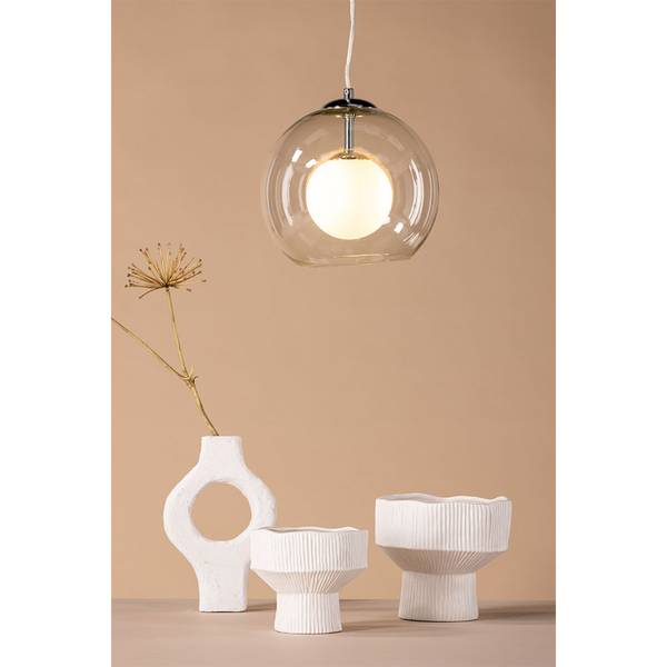 Lampe Roche Grau - Glas - 25 x 25 x 25 cm