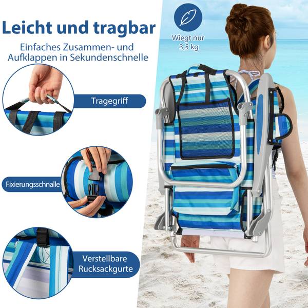 Strandstuhl ZB34857 Blau - Metall - 80 x 80 x 62 cm