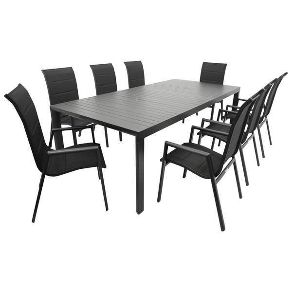 Garnitur LAGOS XL 9-teilig Schwarz - Grau - Aluminium - 195 x 76 x 255 cm