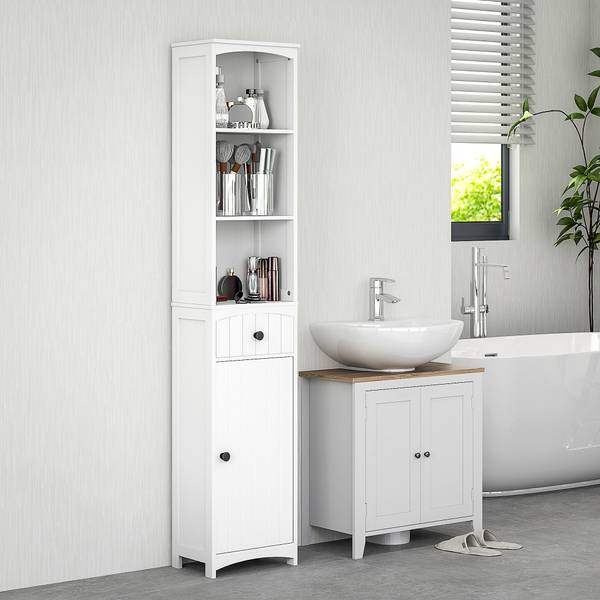 Hochschrank BB8069 Weiß - Massivholz - 24 x 170 x 34 cm