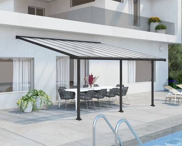 Terrassenüberdachung Olympia Grau - Tiefe: 546 cm
