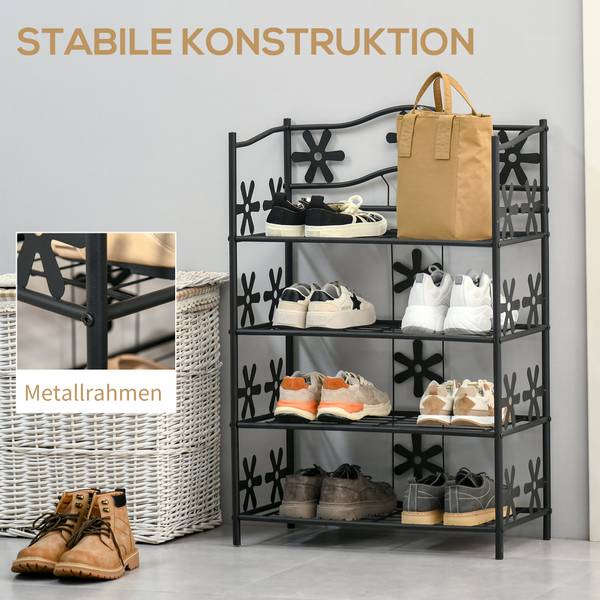 Blumentreppe BB5516 Schwarz - Metall - 30 x 92 x 595 cm