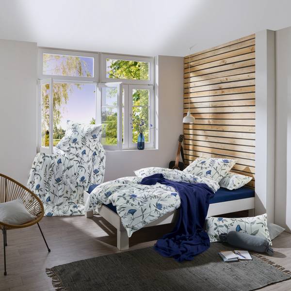 Bettwäsche 209527 2-teilig Blau - Weiß - 135 x 220 cm