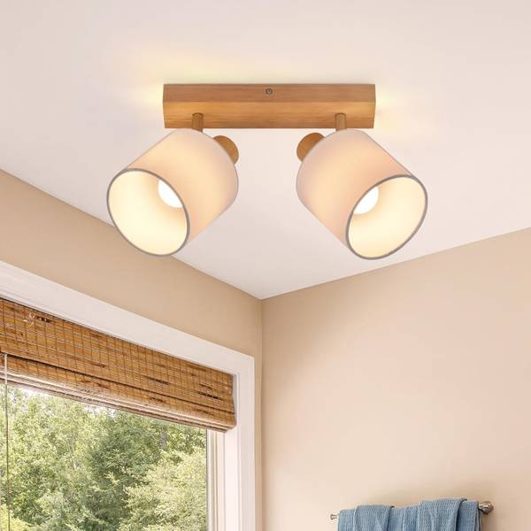 Deckenstrahler SALSW Braun - Weiß - 16 x 13 x 28 cm - Naturfaser - Textil - Durchmesser Lampenschirm: 11 cm