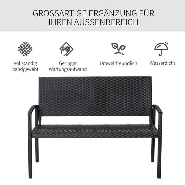 Gartenbank 867-022 Schwarz - Polyrattan - 60 x 85 x 122 cm