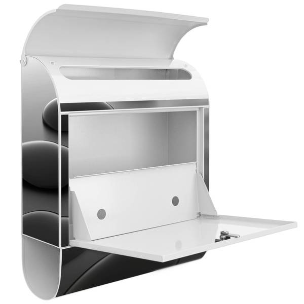 Briefkasten Stahl Schwarze Steine Weiß - Stahl - 38 x 46 x 13 cm