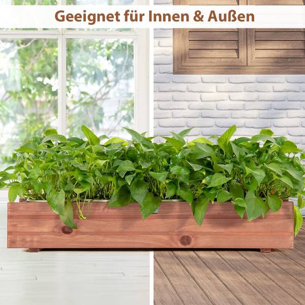 plantenbak SF5969NL bruin - massief hout - 92 x 16 x 18 cm