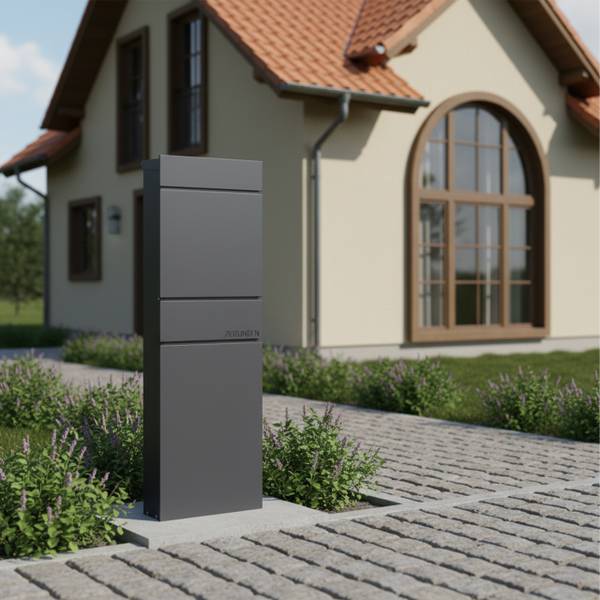 Standbriefkasten Stahl Grau - Stahl - 40 x 111 x 14 cm