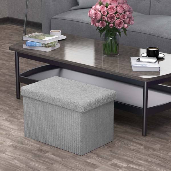 Sitzbank Sitzhocker Sitzwürfel Fußhocker Grau - Textil - 30 x 30 x 49 cm