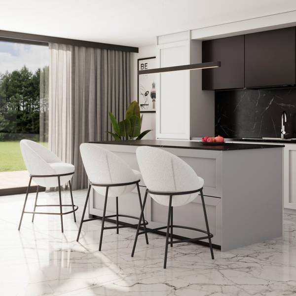 Barhocker ZOA Weiß - Metall - Textil - 50 x 110 x 58 cm