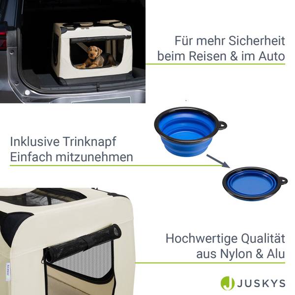 Hundetransportbox Lassie mit Trinknapf Beige - 50 x 52 x 70 cm