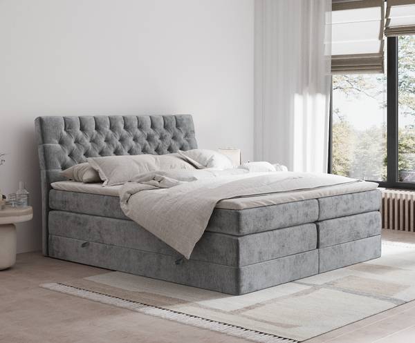 Boxspringbett Seraphine Grau - Liegefläche Breite: 140 cm